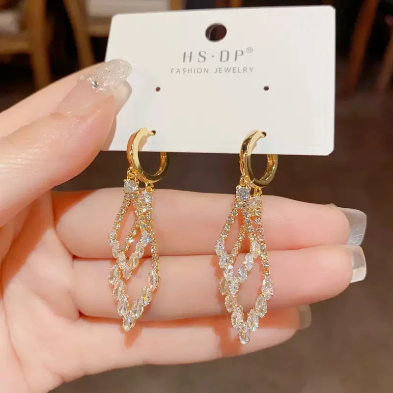 铜合金耳饰 欧美耳环流苏耳扣小众耳扣欧若智性风