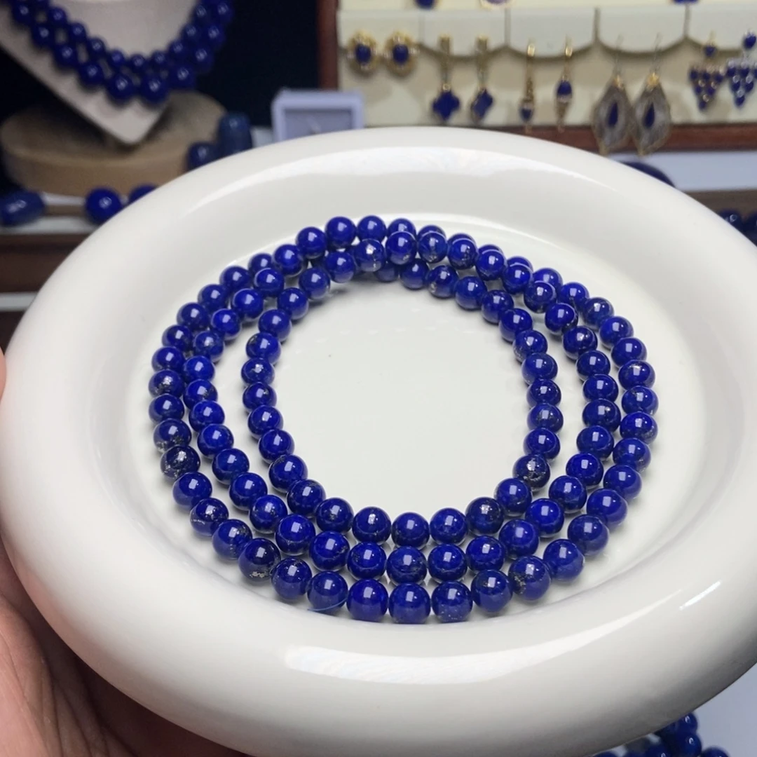 青金石未镶嵌老矿 高品 多金 帝王紫 108佛珠6.5+