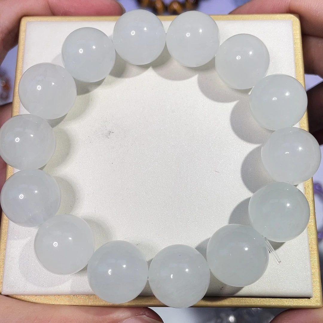 手串未镶嵌水晶16mm兔毛拉丝白萤石