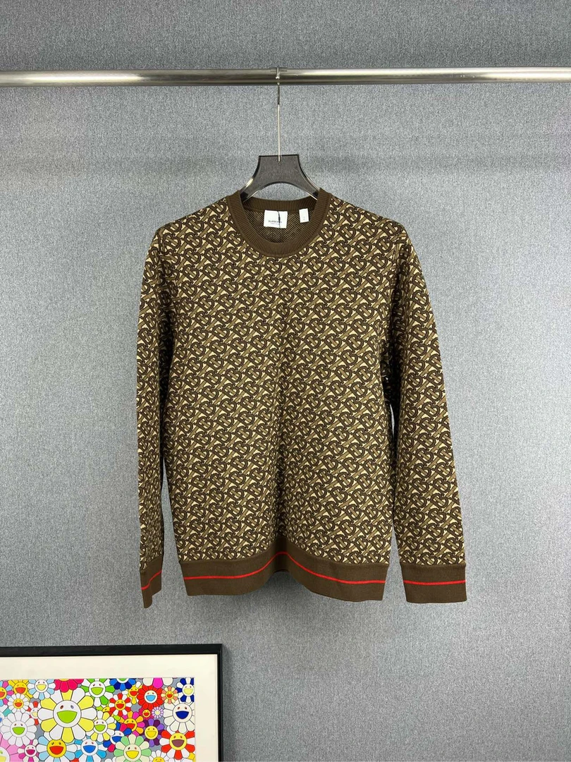 99新 BURBERRY/博柏利 BURBERRY博柏利老花满LOGO毛衣 S码 12345