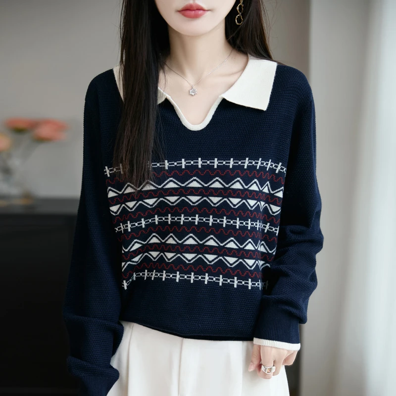 哥弟阿玛施正品秋装女款爆款2025新款提花毛针织衫宽松长袖上衣女