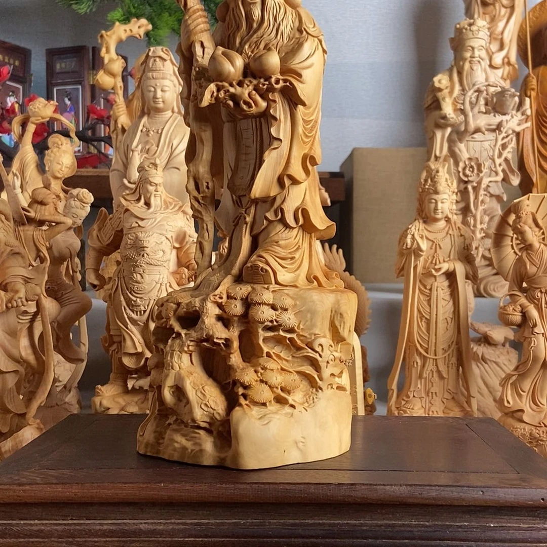 木文*小叶黄杨木雕35寿星