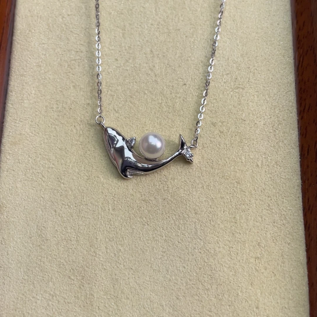 海水珍珠银S925镶嵌项链