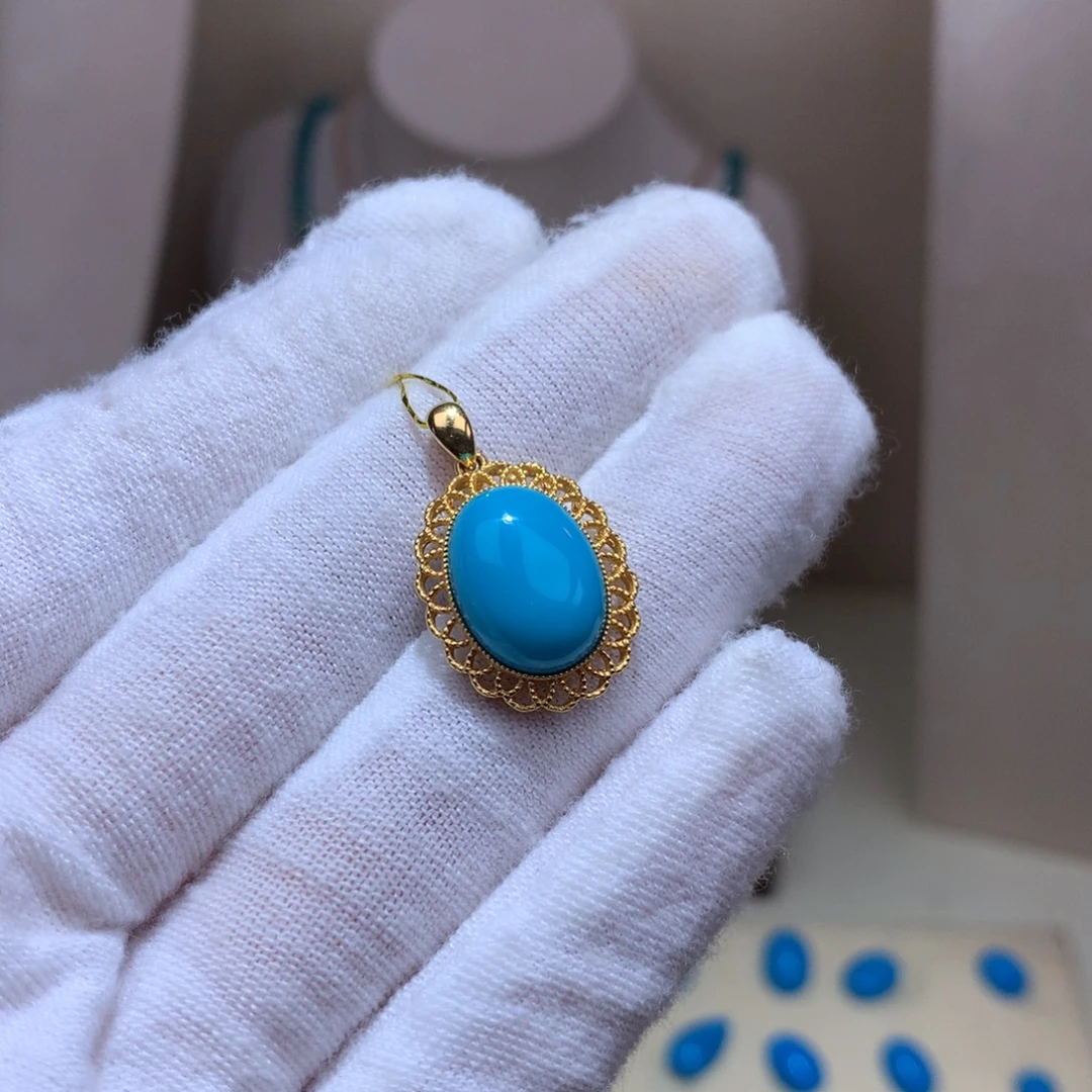 绿松石18K金镶嵌珠宝奇石