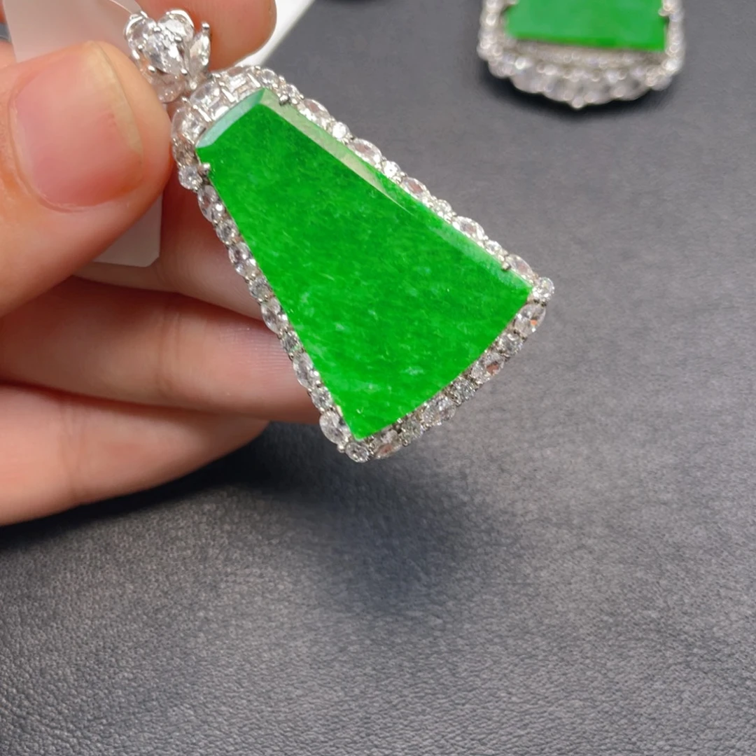 翡翠银S925镶嵌吊坠(不含链)