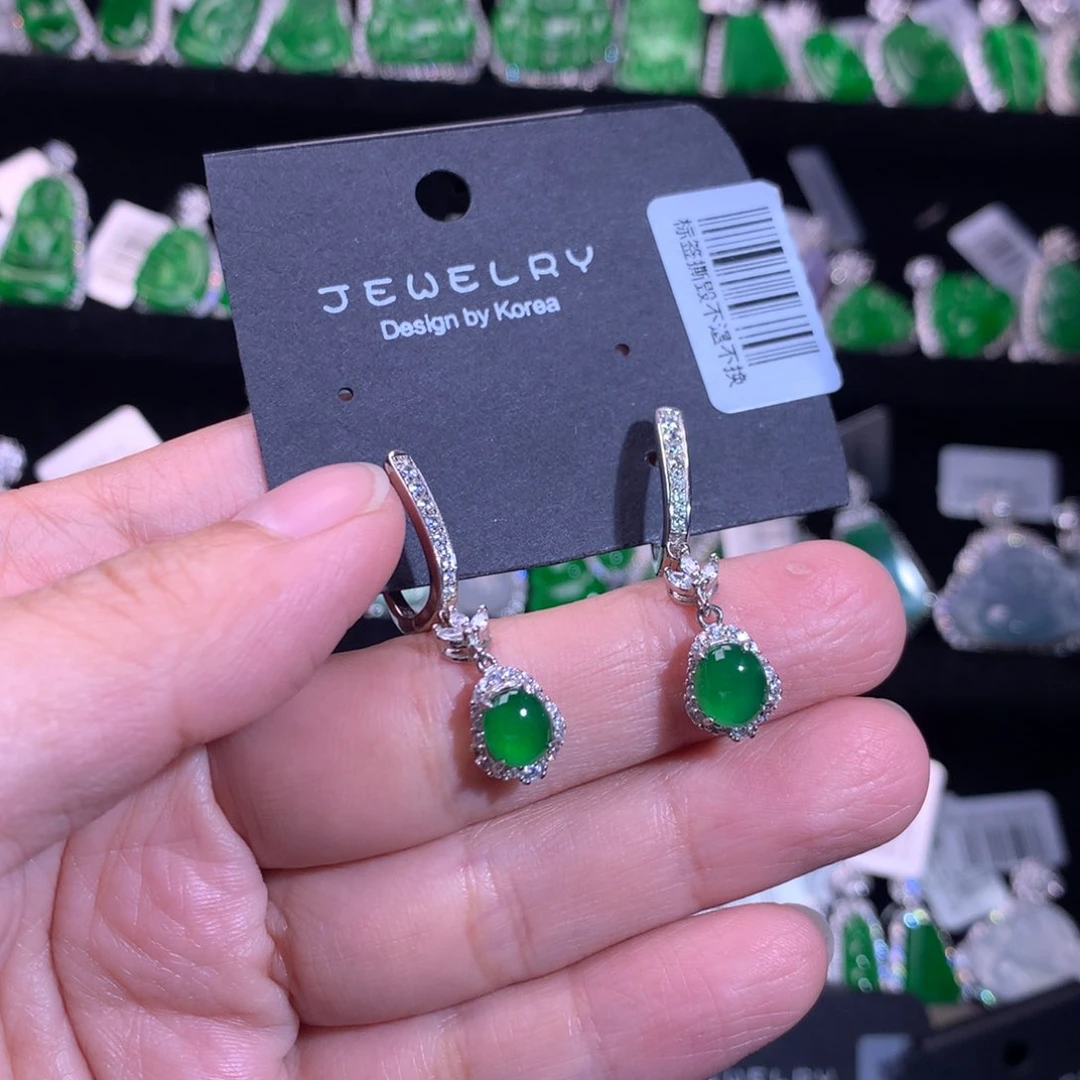 【闪购商品】银S925镶嵌翡翠耳饰
