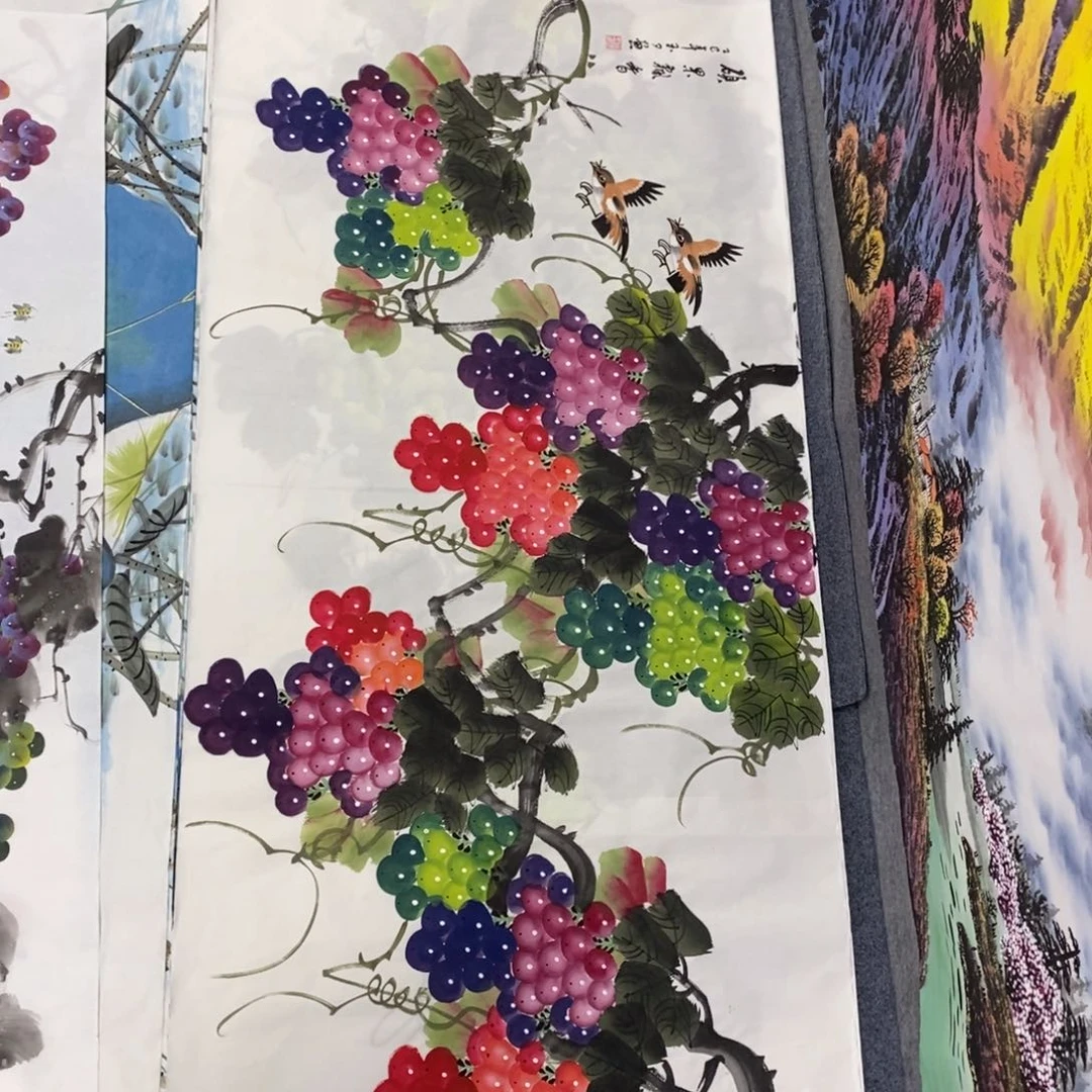 国画一**埃尺寸140✖️70四尺手绘葡萄