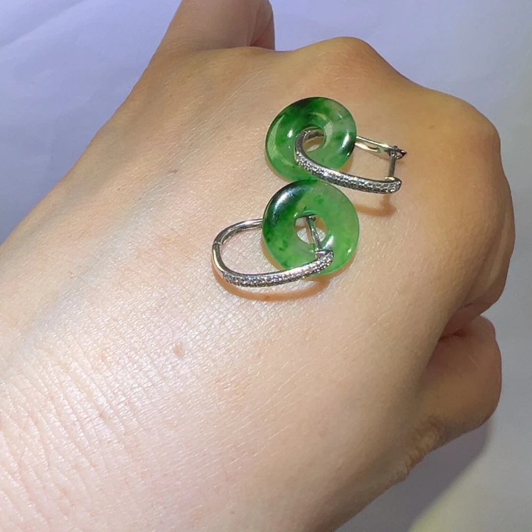 翡翠颈饰18K金镶嵌耳环