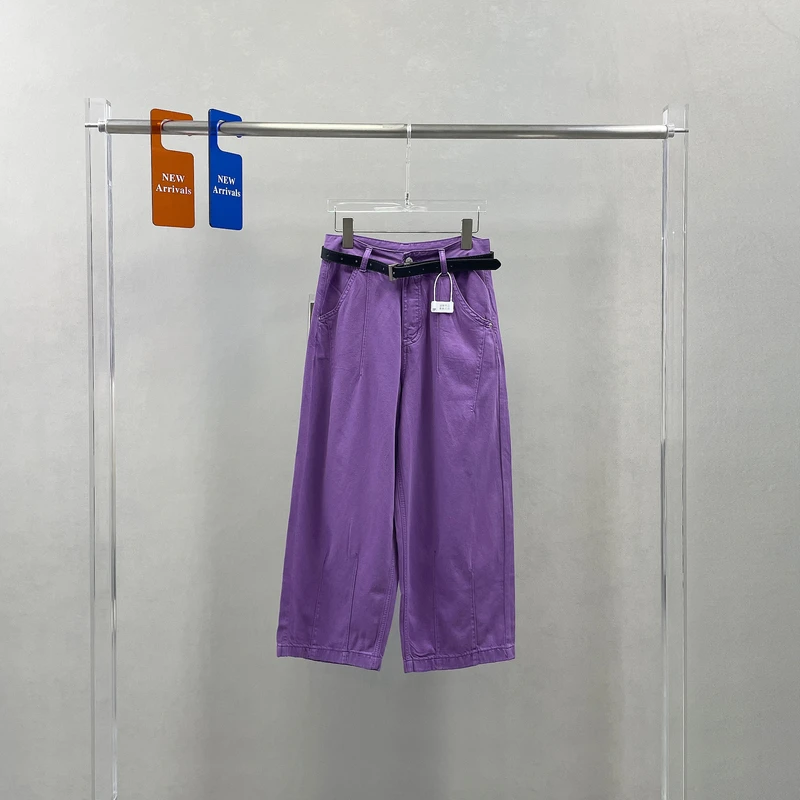 欧货2025夏季新款高腰显瘦八分牛仔裤女宽松直筒弯刀阔腿裤女7557