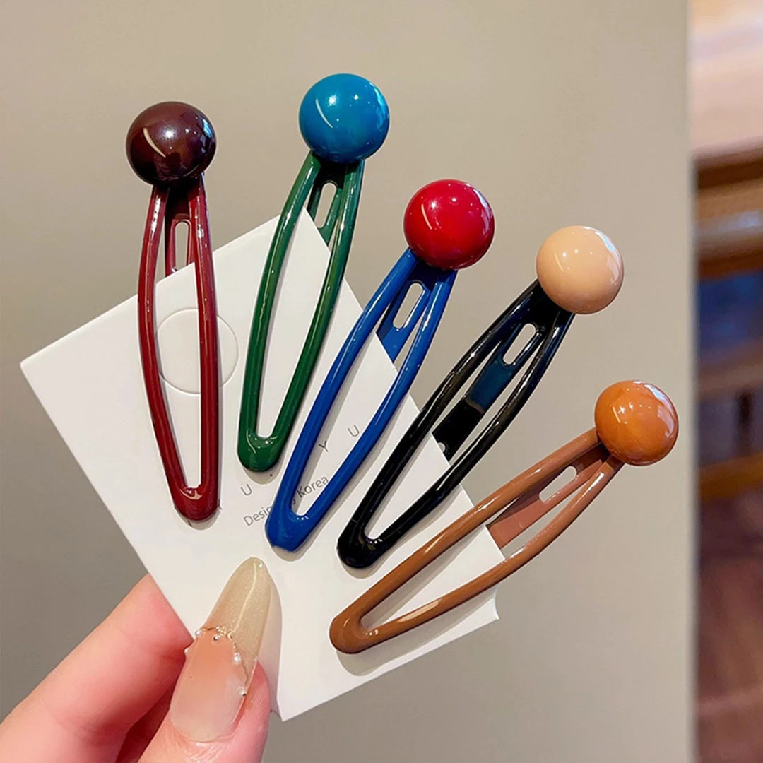 彩色釉面珠珠发夹女2025新款高级感侧边刘海夹头饰前额掰掰夹发卡