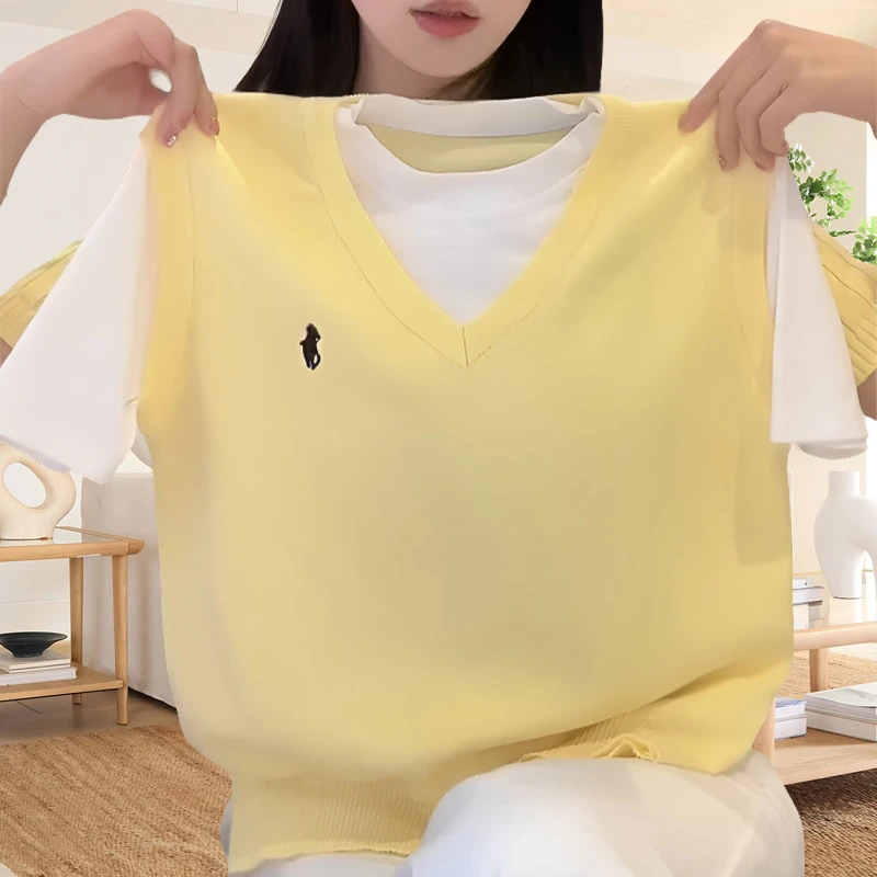 时尚潮流撞色短袖女t恤2025夏季新款时尚百搭针织假两件拼接上衣