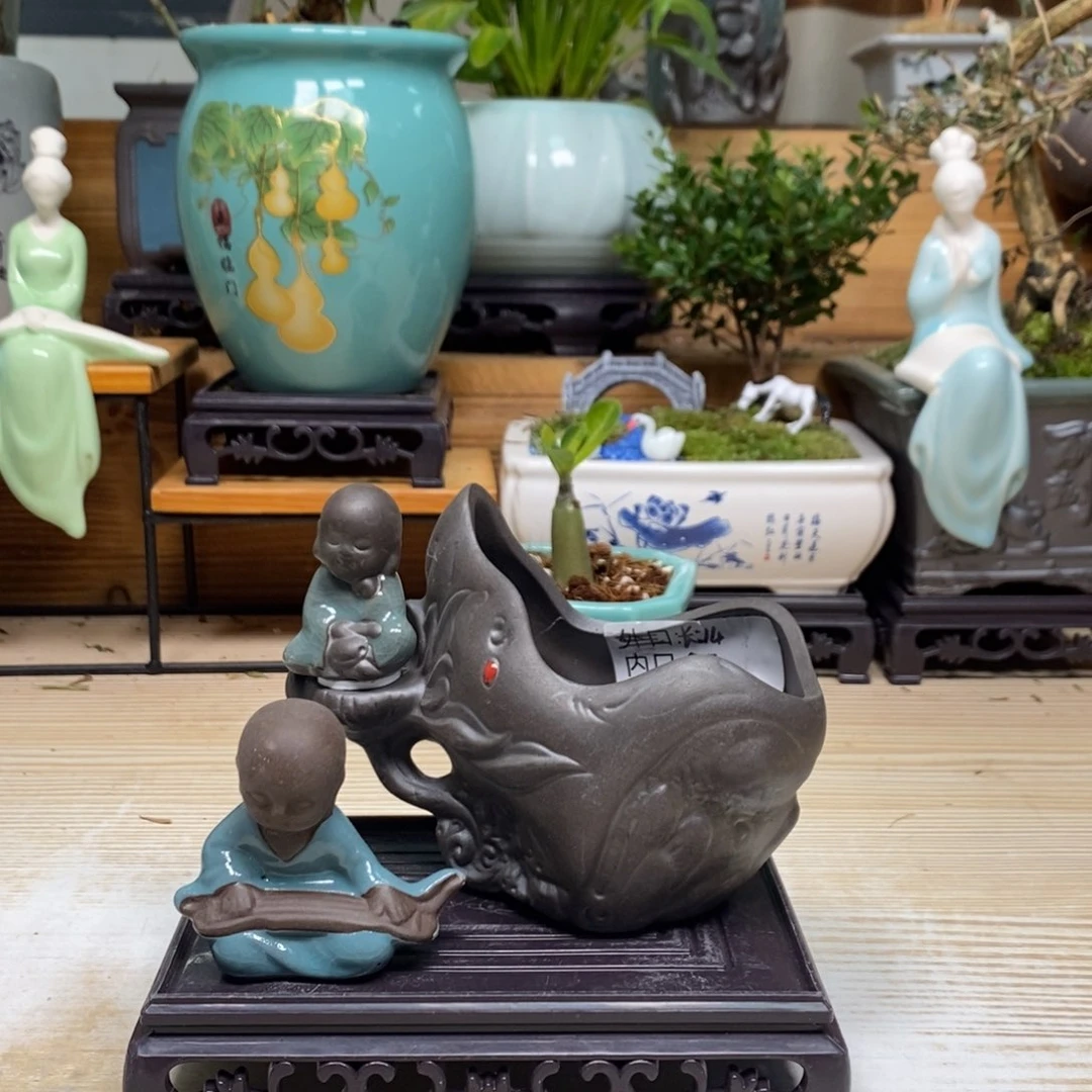 紫砂陶瓷艺术花盆陶瓷