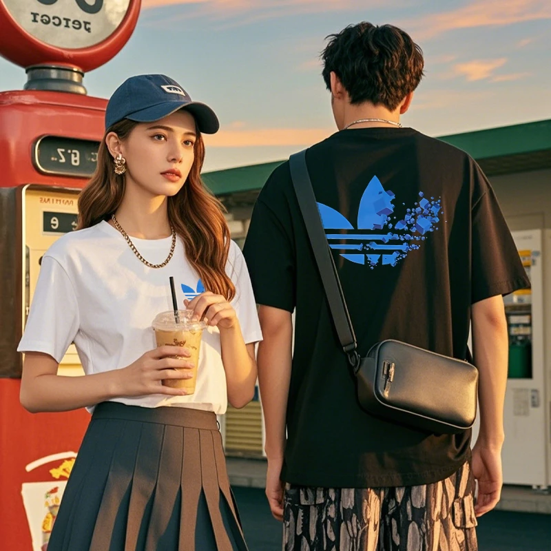 【万达专属】嘻哈韩版T恤短袖健身时尚学生常规款男士圆领常规情侣