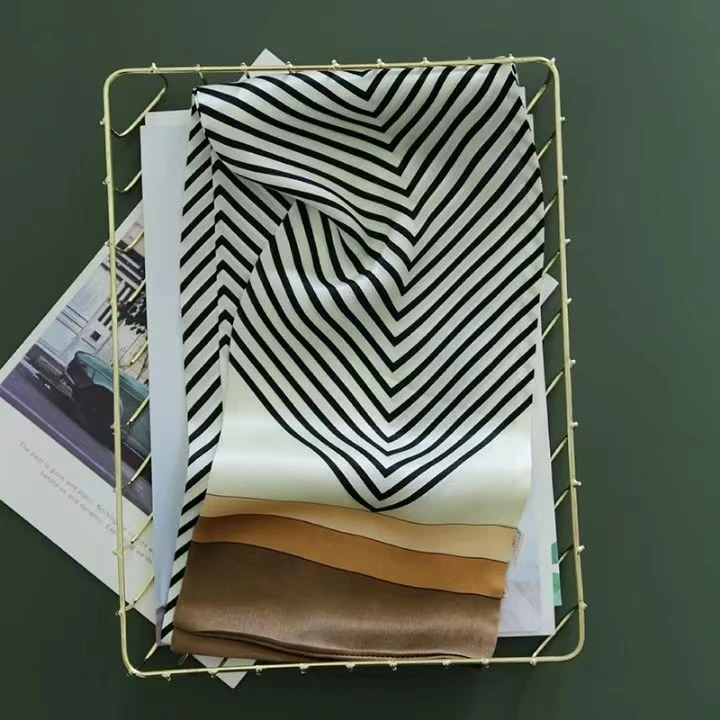 赫本风双层职场办公黑白条纹100%桑蚕丝【22372048】（20573）