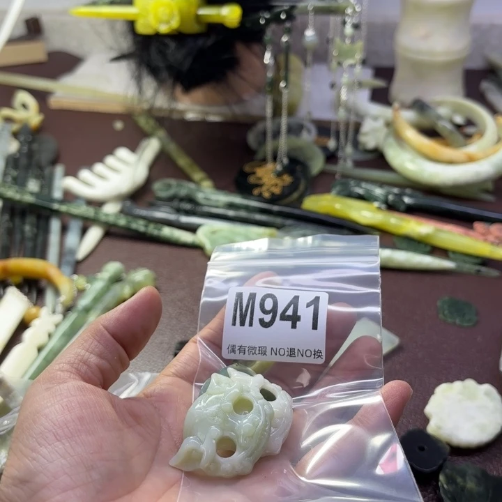 蛇纹石玉发饰合金呆****丶