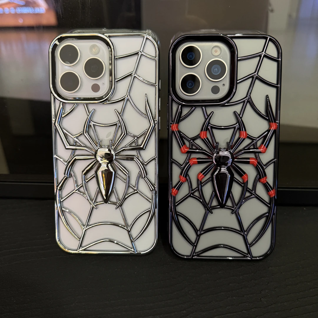 适用iphone16手机壳镂空散热蜘蛛苹果16promax新款15pro防摔15