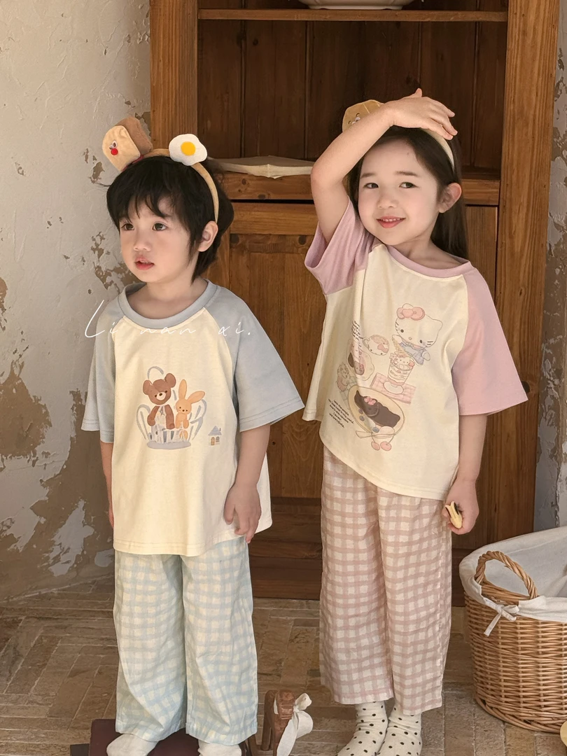 儿童卡通睡衣夏季短袖长裤男女宝宝可爱套装家居服两件套2025新款