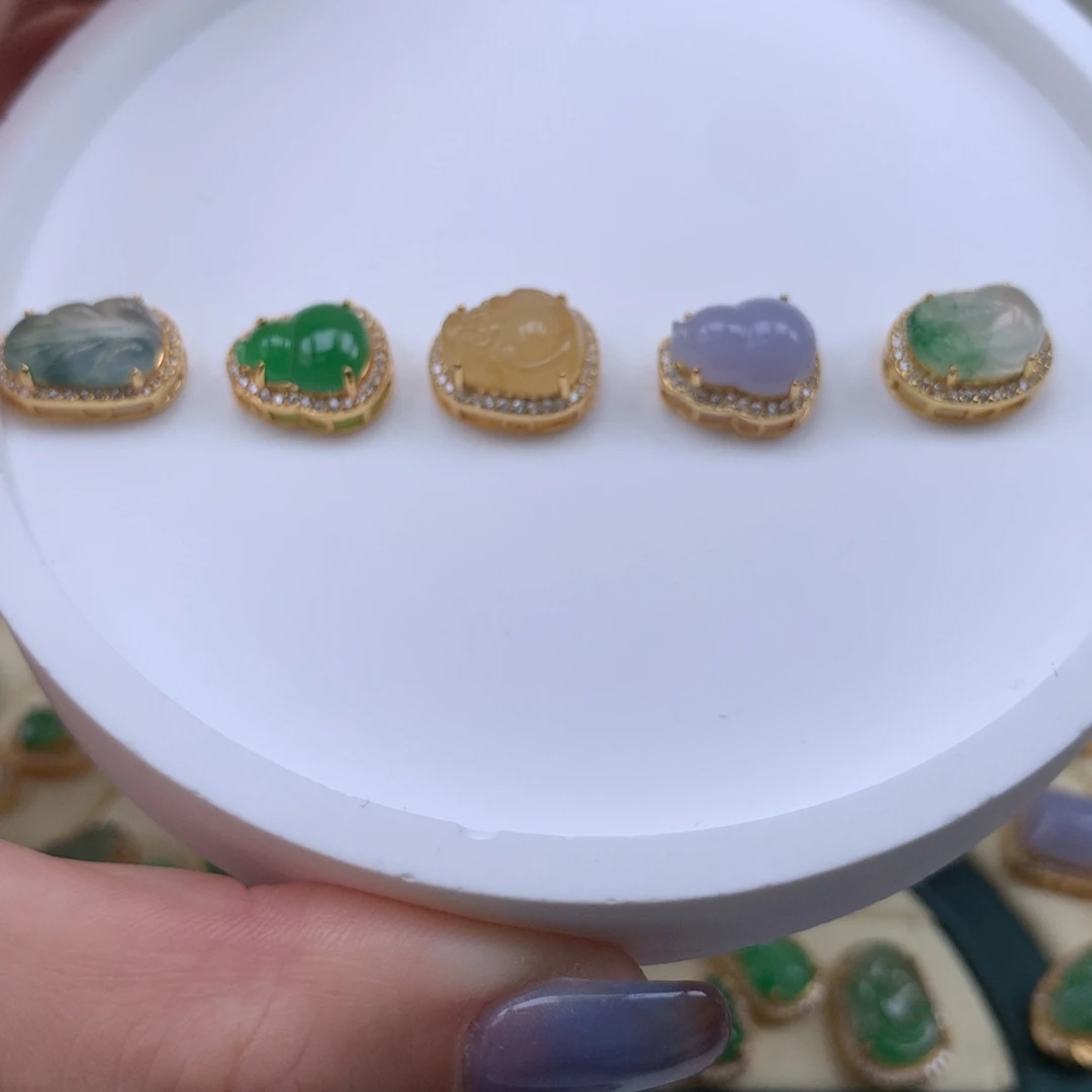 秀***身翡翠银S925镶嵌颈饰路路通手链