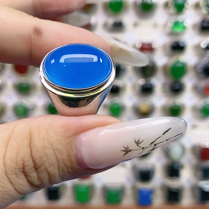 【闪购商品】玛瑙/玉髓戒指银S925镶嵌宁****哥