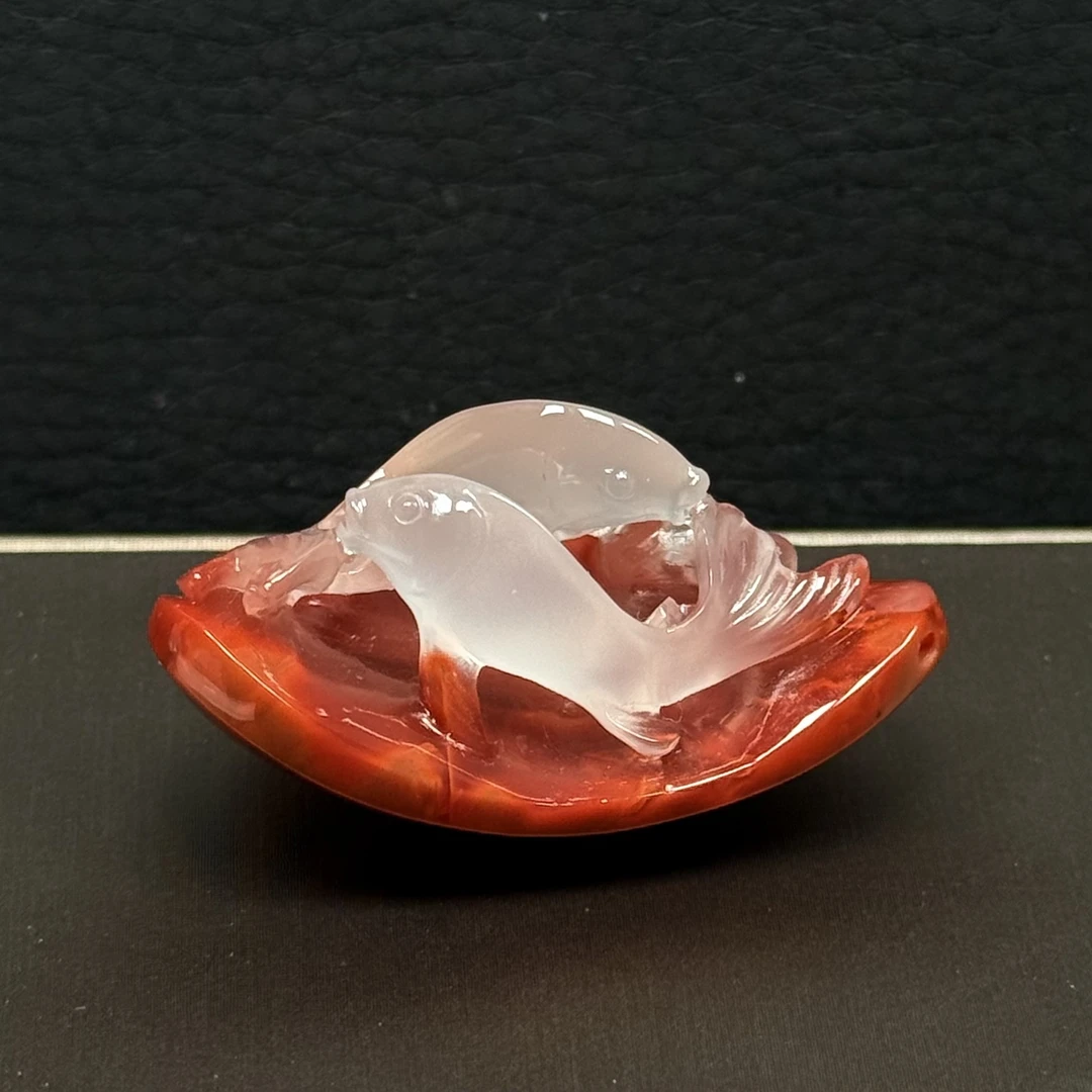 【伟伟鉴定】天然南红 原矿火焰纹荔枝冻 年年有余 吊坠41/23/20