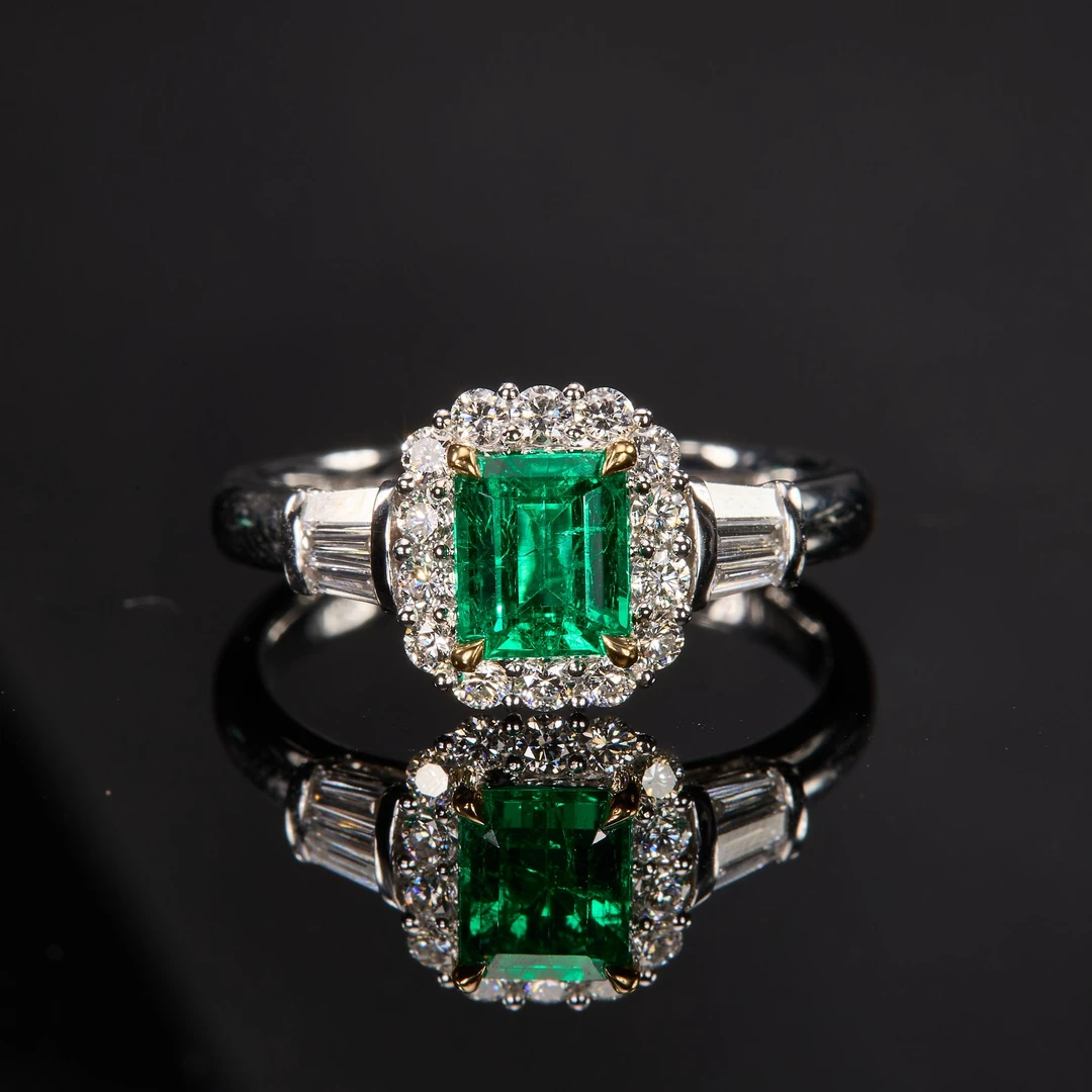 如苑珠宝18K金祖母绿戒指/0.89/吉尔德/沃顿/微油