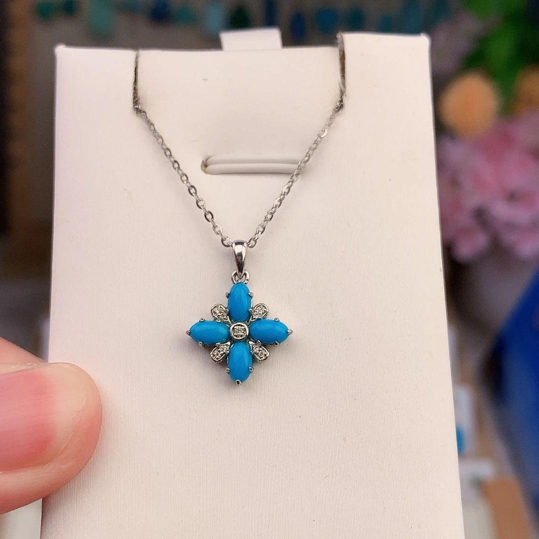 绿松石银S925镶嵌颈饰