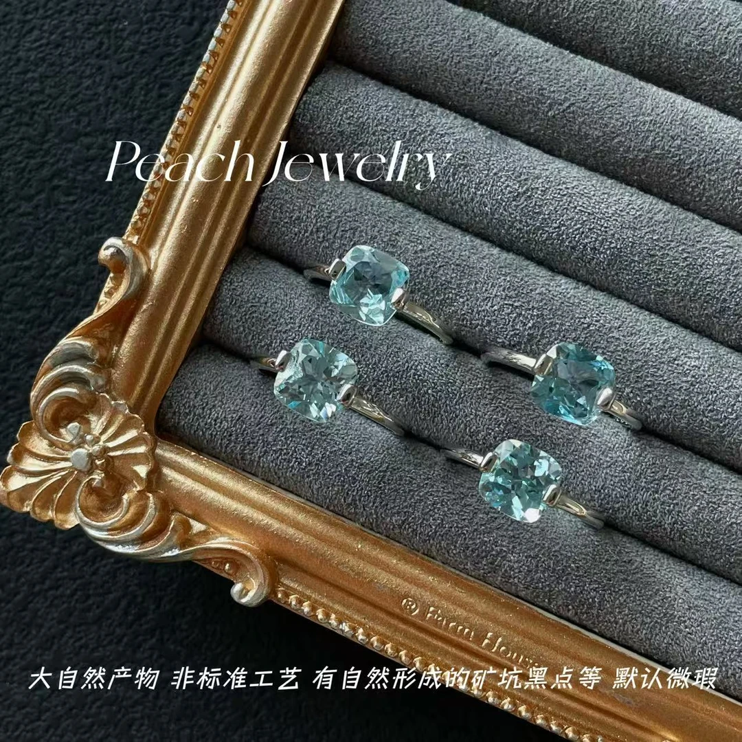 托帕石方糖开口银戒指 PP137 多样性发一颜色微差