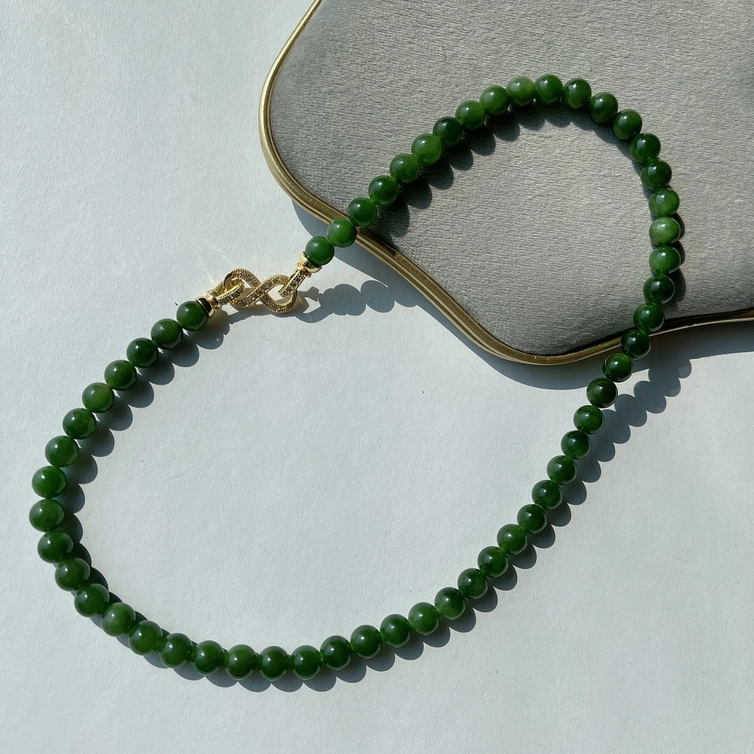 【新人超级福利】7-8mm和田玉碧玉项链绿色百搭妈妈气质
