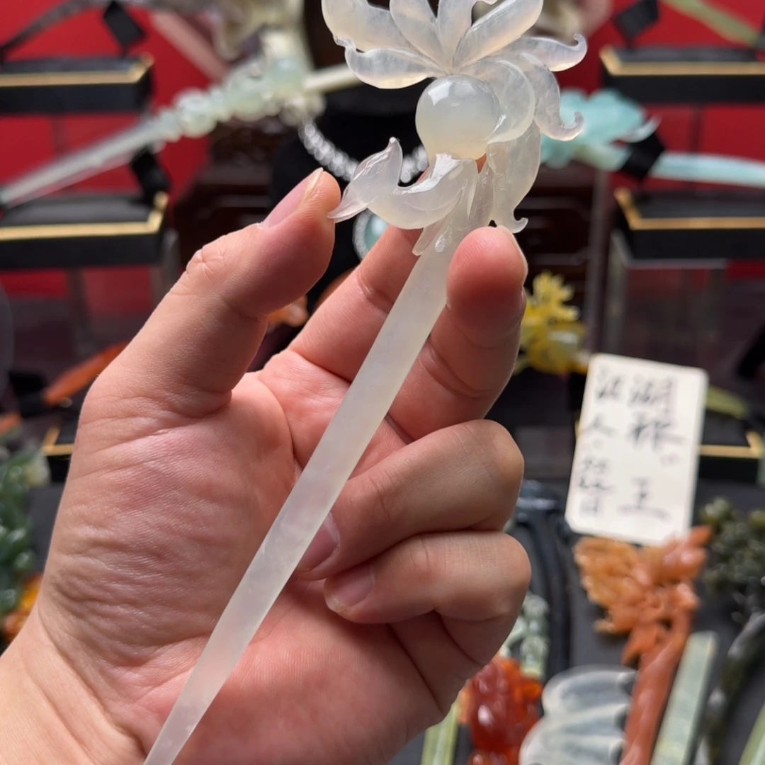 岫玉发饰未镶嵌明君玉簪就是好看