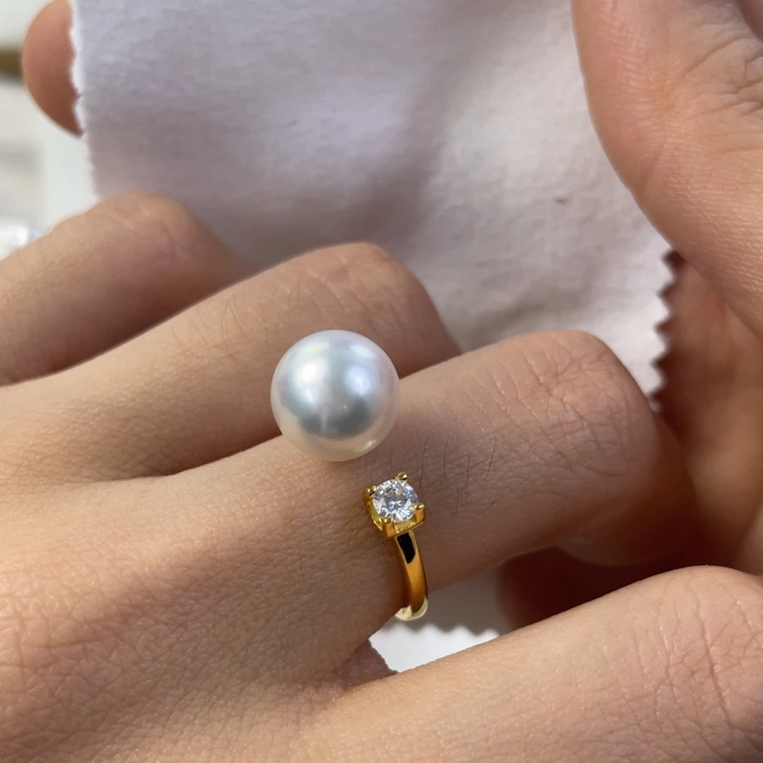 银S925镶嵌海水珍珠戒指