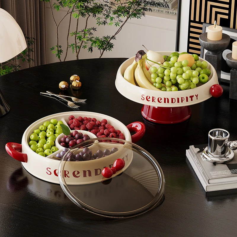 【新疆包邮】高脚水果盘客厅家用茶几零食摆放盘新款沥水果盆轻奢
