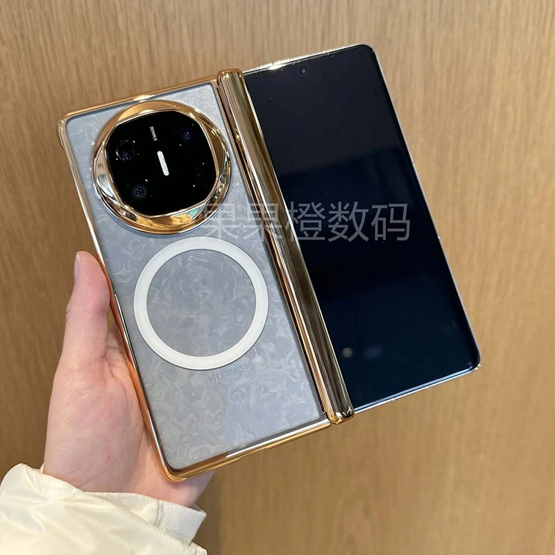 适用华为matex6透明转轴电镀手机壳x6典藏版matex5磁吸中轴保护壳