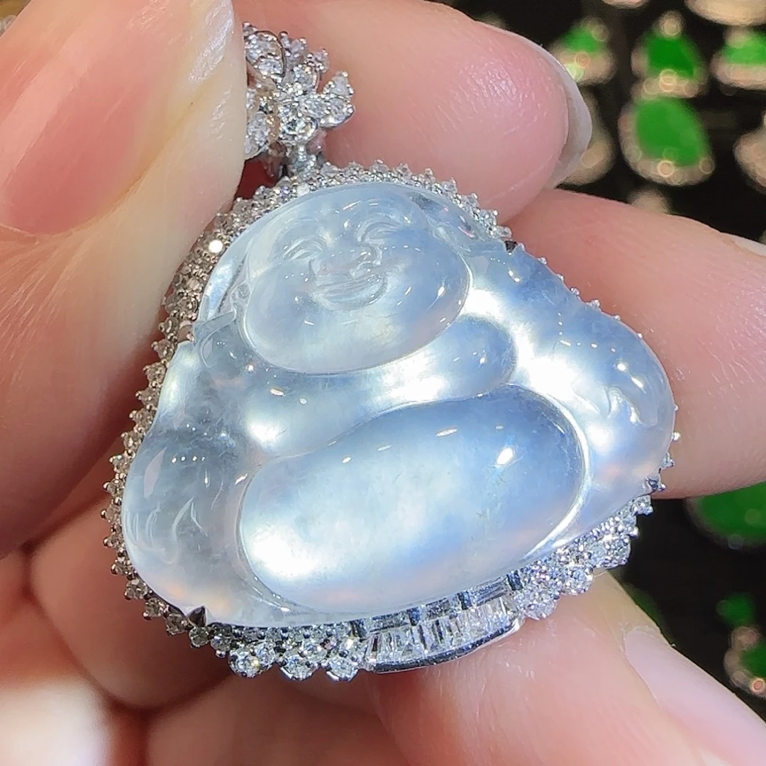 翡翠18K金镶嵌吊坠(赠链)