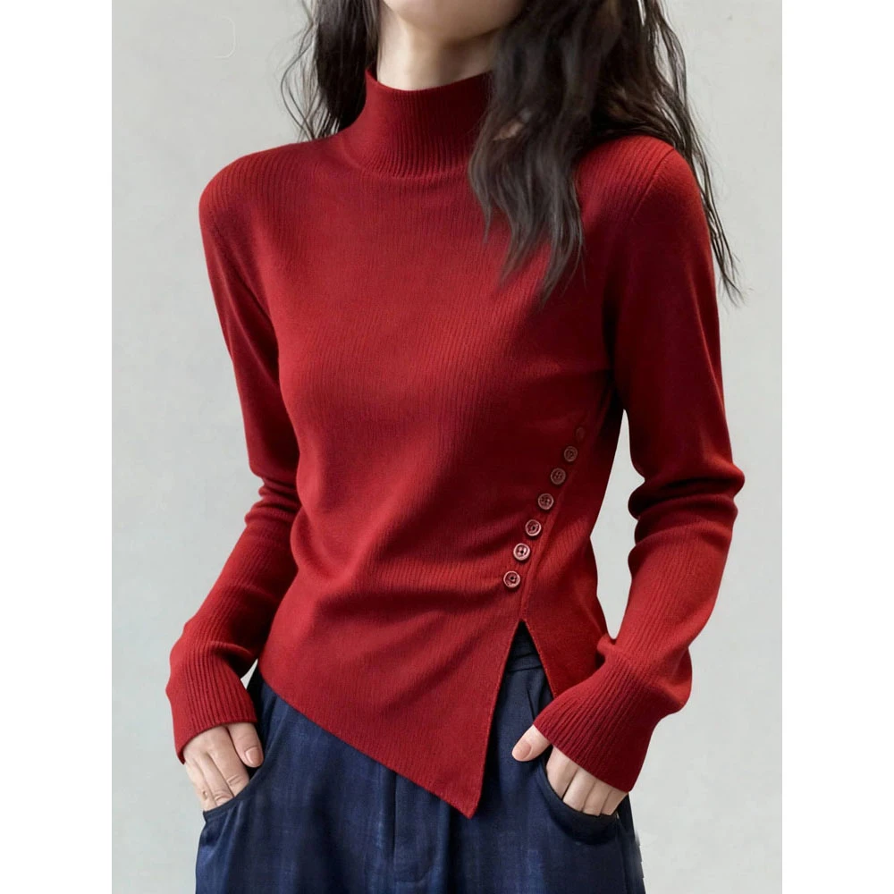 韩系穿搭超好看大码独特漂亮安可拉红色打底衫秋冬季2025年女新款