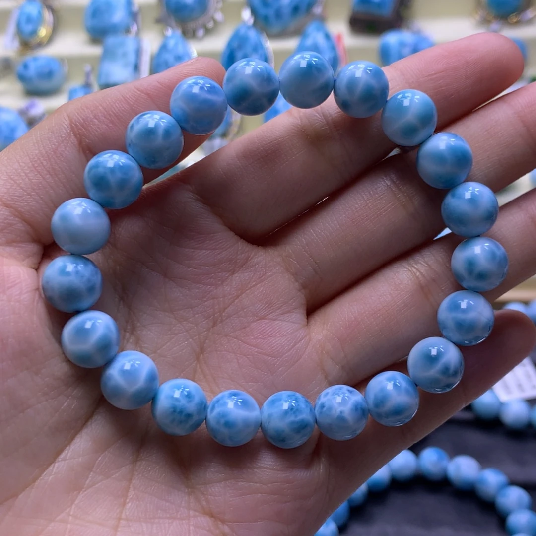 针钠钙石（海纹石）未镶嵌手串9+手串色差略异