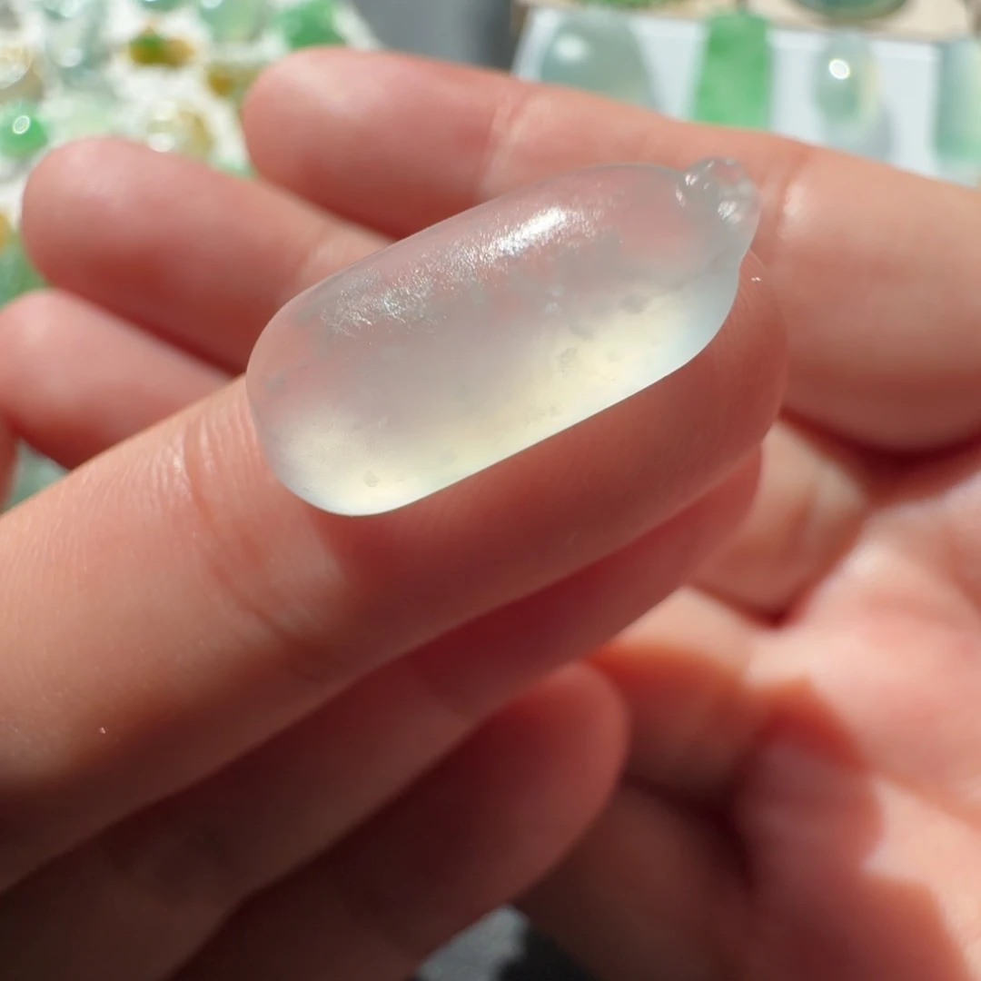 定制翡翠未镶嵌高冰雪花棉福瓜