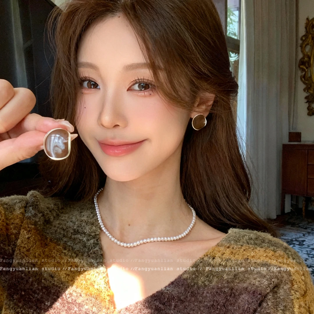 铜合金耳饰 秋冬不规则滴釉耳环女高级感气质耳钉小众设计感耳饰