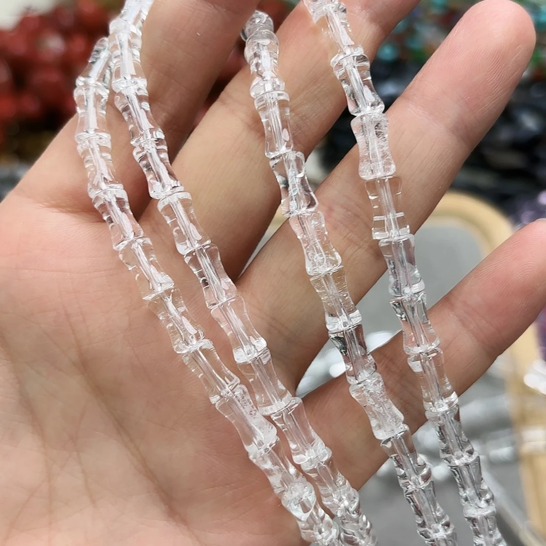 未镶嵌玛瑙/玉髓珠宝半成品6×10白水晶竹节一条