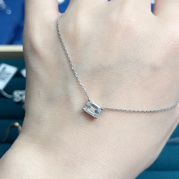 实验室培育钻石铂Pt950镶嵌祖母切项链