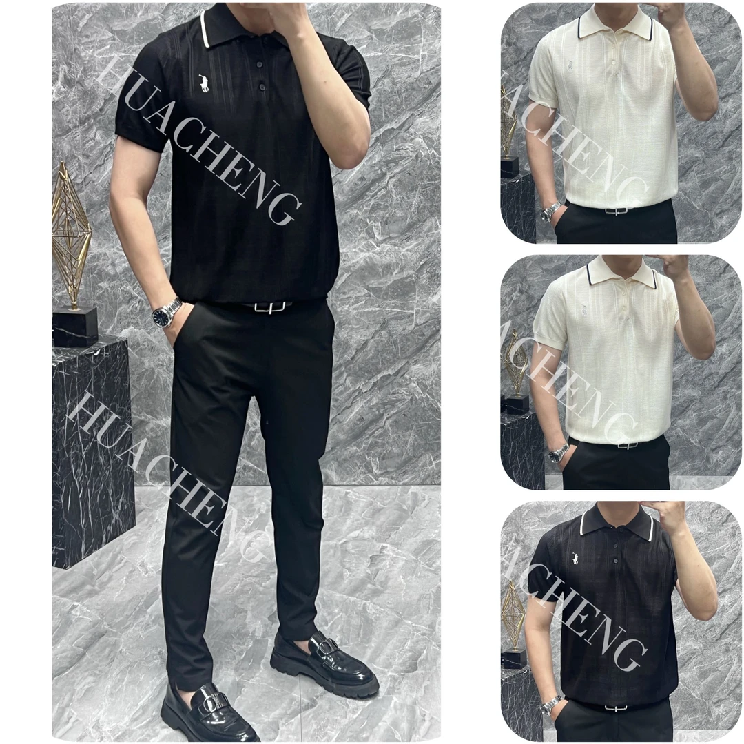 【画成】夏季亲肤舒适刺绣针织短袖男士简约日常时尚百搭Polo衫