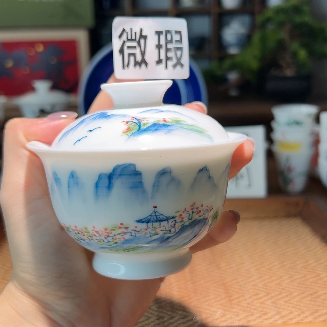 【闪购商品】微瑕 手绘 盖碗