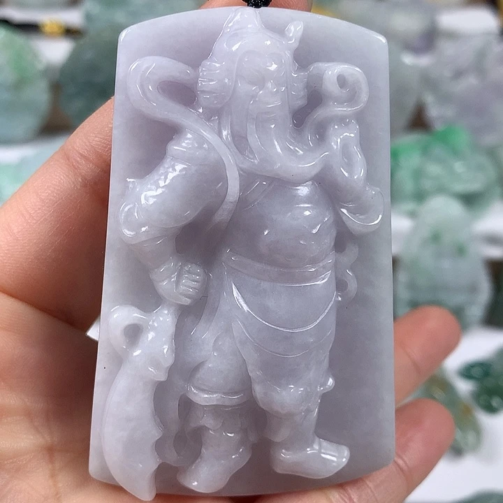 翡翠未镶嵌颈饰立体关二爷福利卡厚13+有棉线福利