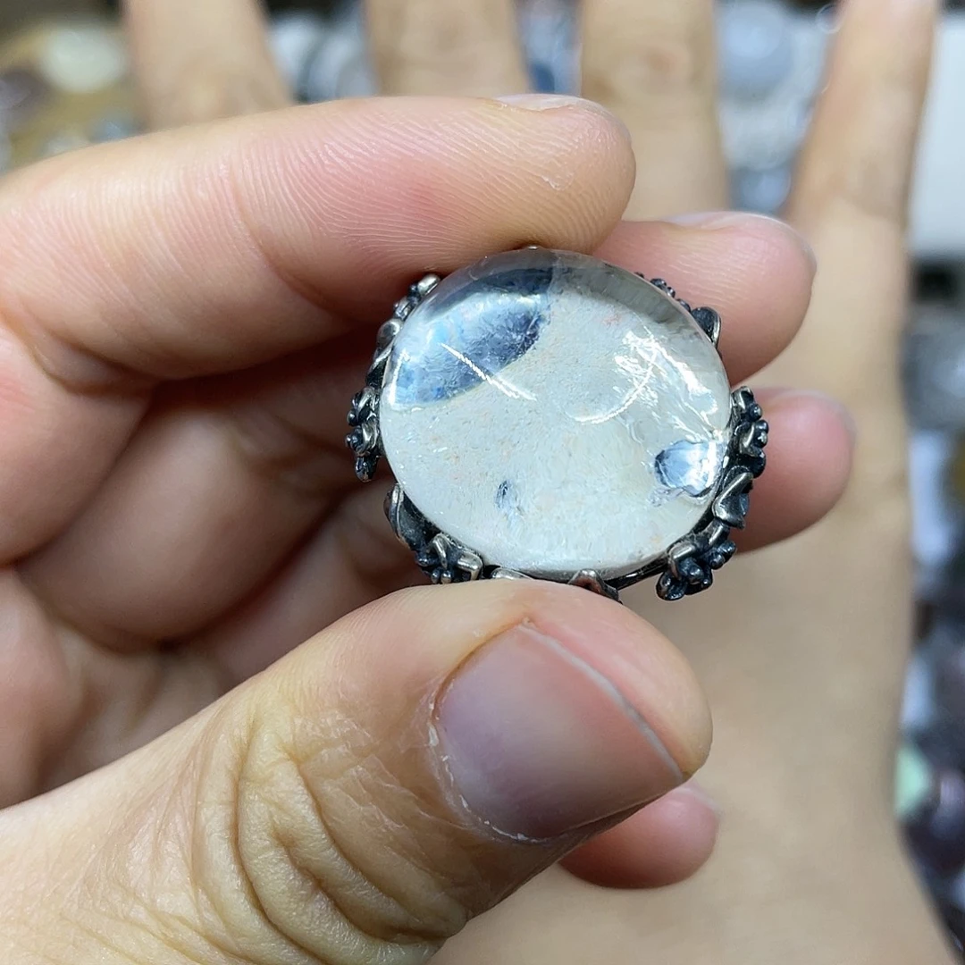 【闪购商品】银S925镶嵌珠宝半成品水晶戒指