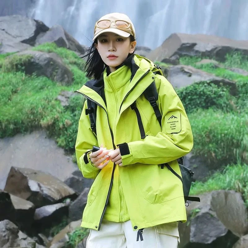 三合一冲锋衣男女款可拆卸内胆防风防水户外登山服秋休闲运动情侣