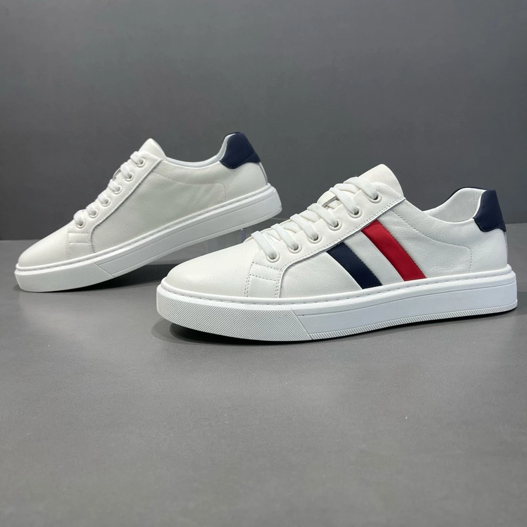 白色休闲皮鞋男士爆款2025新款真皮小白鞋子男款时尚百搭板鞋男鞋