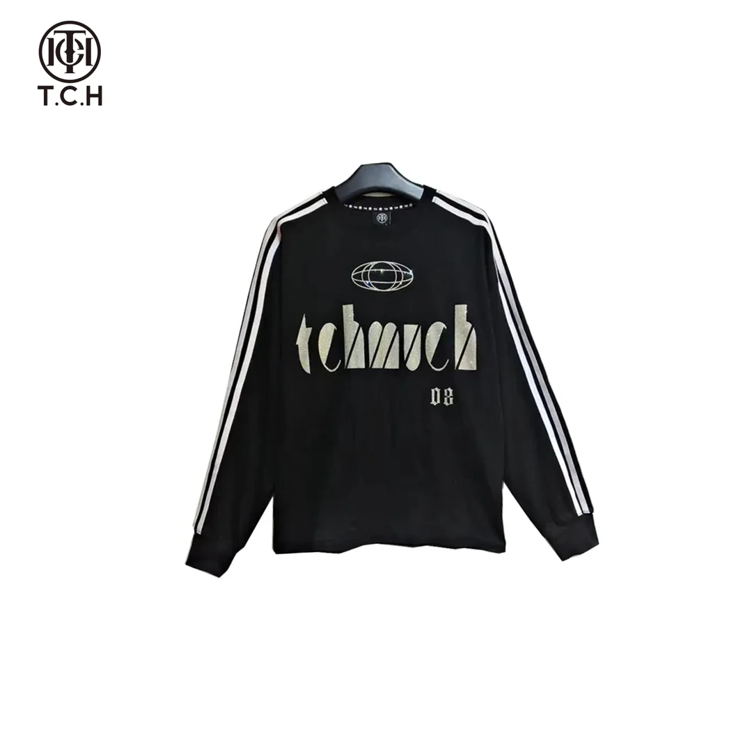TCH服饰店-潮牌时尚新款字母黑色烫钻休闲圆领卫衣S69C086030
