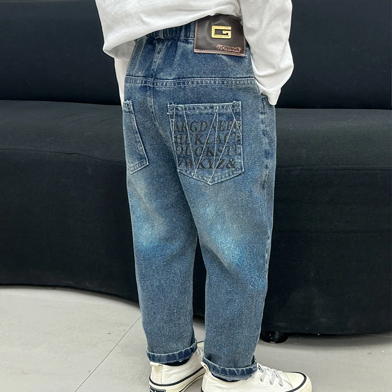 喜嘟童春季牛仔裤童裤春装韩版修身宝宝春款童装男童休闲女童长裤