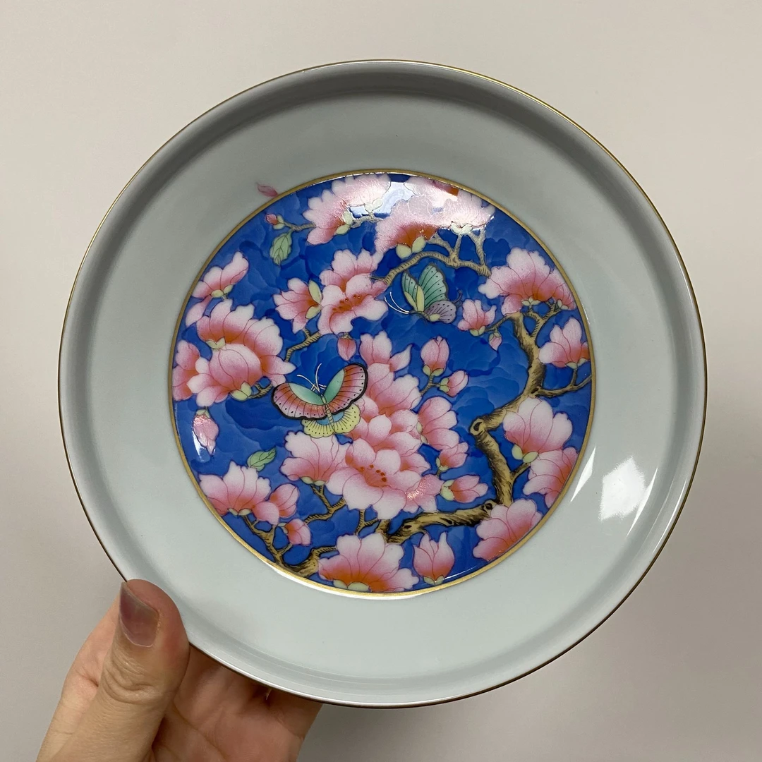 华隐华隐玫瑰红青花蓝地斗彩玉兰壶承华隐HY0347