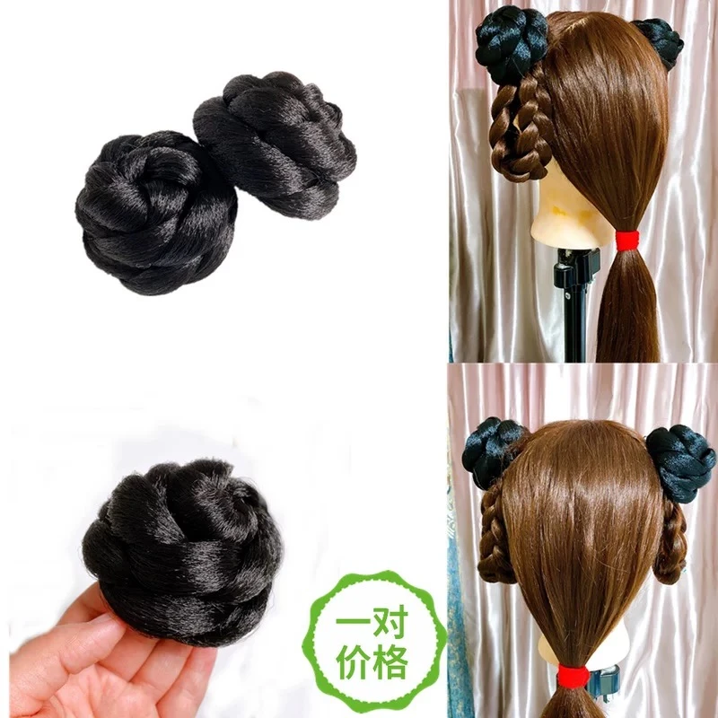 古风汉服发型儿童假发包短发可用简单可爱的丸子发髻cos古装妆造