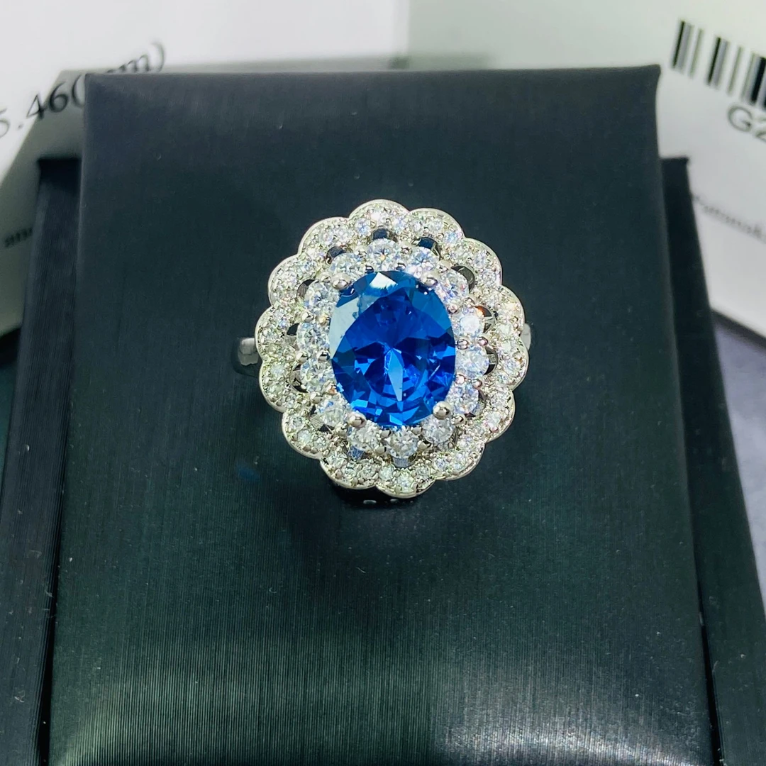 Luminora-培育蓝宝石矢车菊色戒指女豪镶气质高定L568